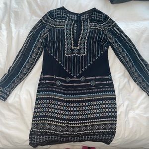 BCBG Printed Long Sleeve Dress